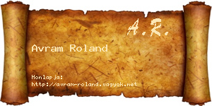 Avram Roland névjegykártya